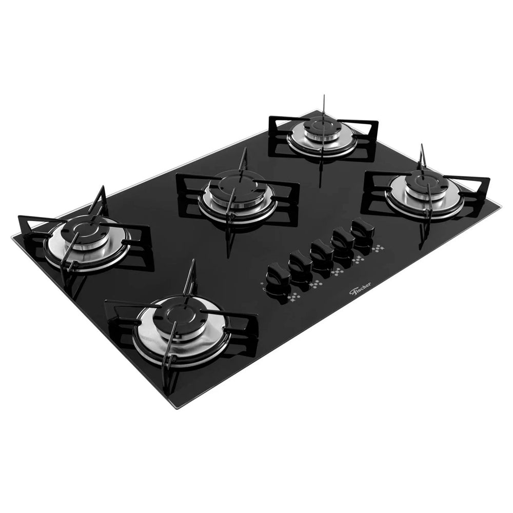 Fogão Cooktop a Gás Fischer 5 Bocas Mesa Vidro Bivolt, 1642-6985