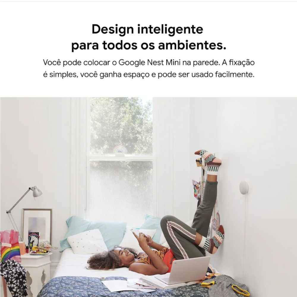 Google Nest Mini 2ª Geração, Assistente de Voz, Wi-Fi, Driver 1.58" 360° Som, Chip ML 1 TeraOPS, Controle Tátil, Preto