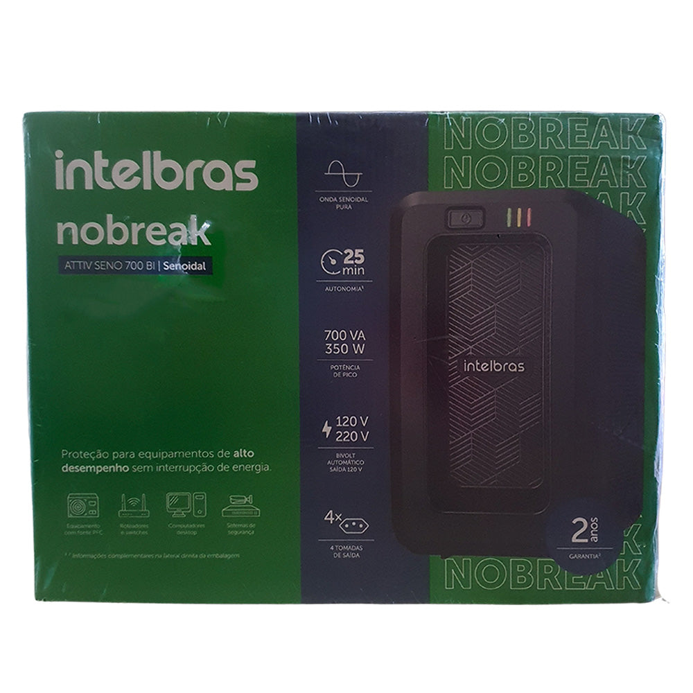Nobreak Intelbras ATTIV 700VA, Senoidal, Bivolt, 4 Tomadas de Saída, Preto