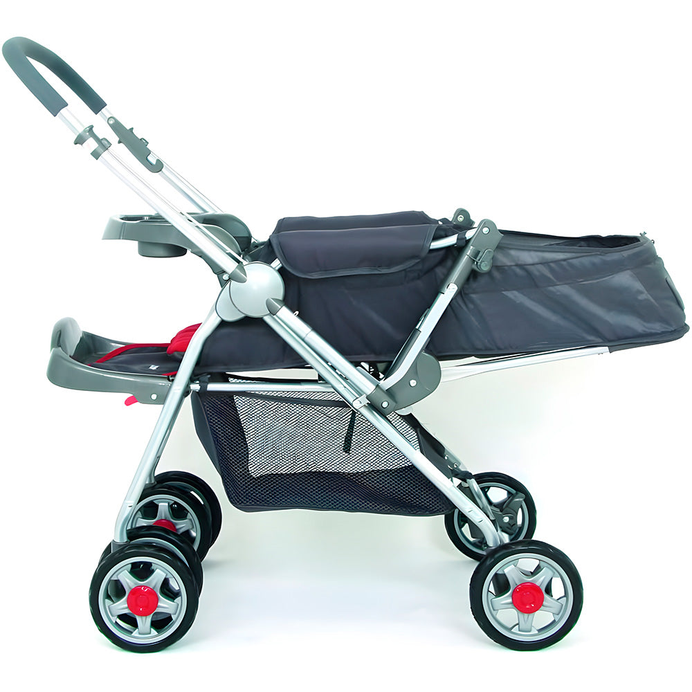 Conjunto Carrinho de Bebê Reclinável Com Bebê Conforto, Cosco Kids, Travel System Reverse, Vermelho
