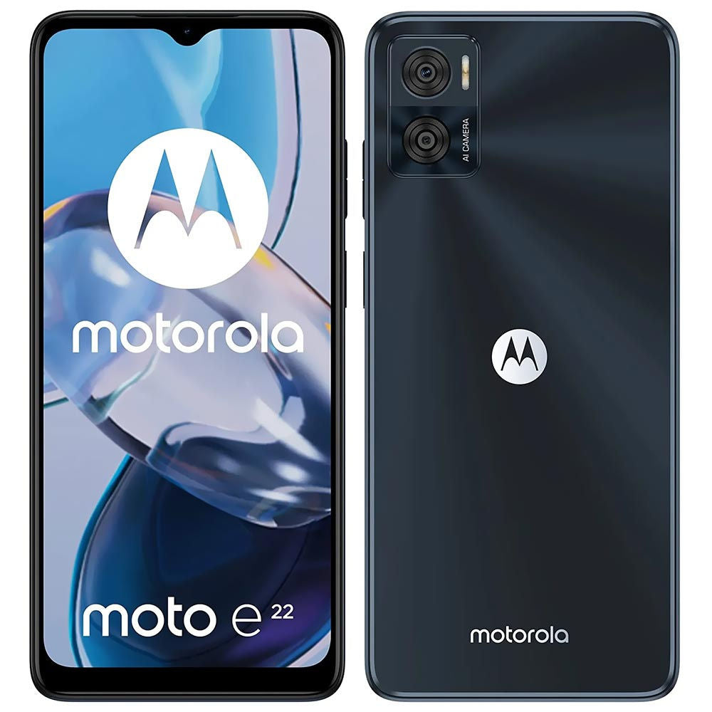 Smartphone Motorola Moto E22 6.5" IPS LCD HD+ 90Hz 32GB, 3GB RAM, Helio G37 Octa-Core 4020mAh, Dolby Atmos, Astro Black