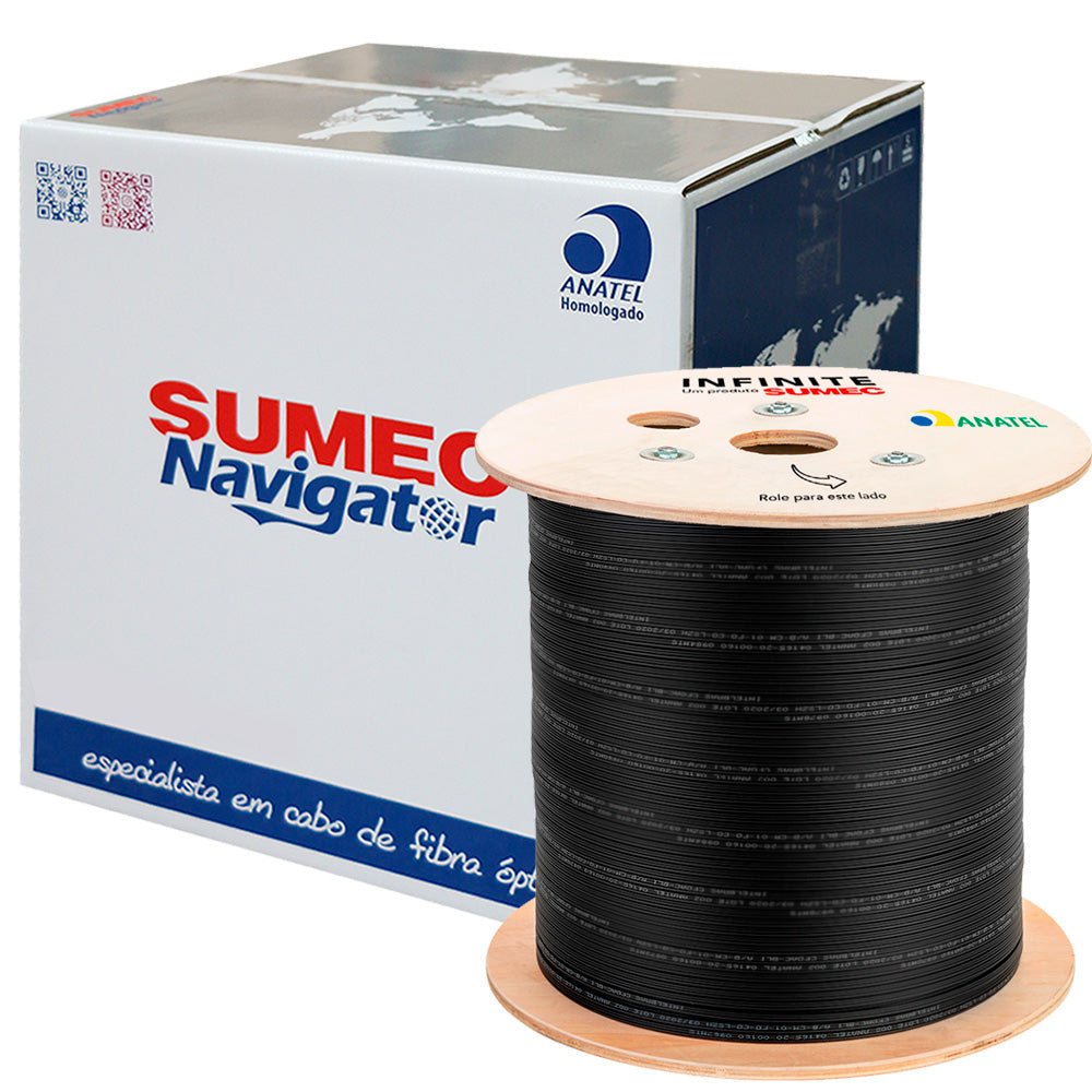 Bobina Cabo de Fibra Óptica, 1.000 Metros Sumec, Flat Drop, 1 Fibra