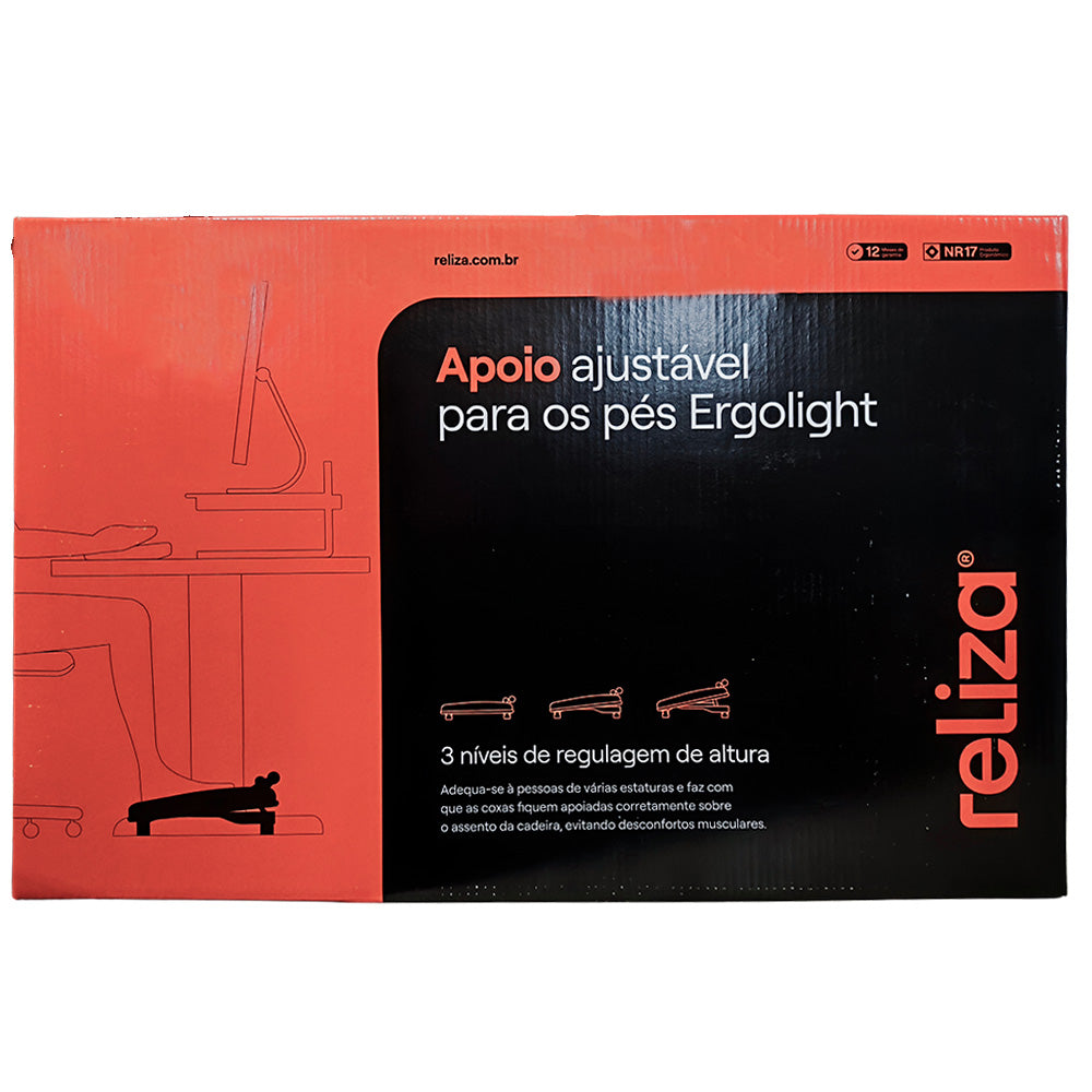 Apoio Ergonômico para Pés com Massageador Magnético, Ajustável - Reliza Ergolight