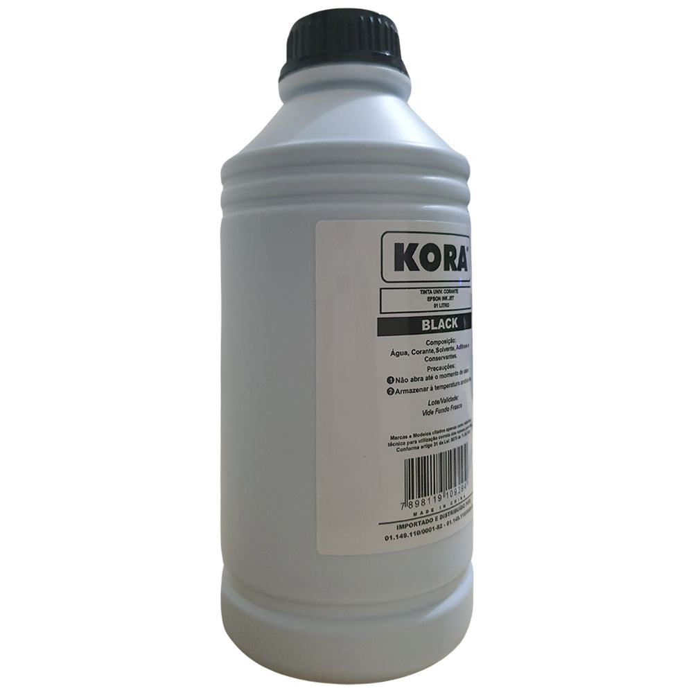 Litro de Tinta Kora Epson Universal Corante BK Preto Compativel Com Epson L3150 L3250  L355 L365 L375 L395