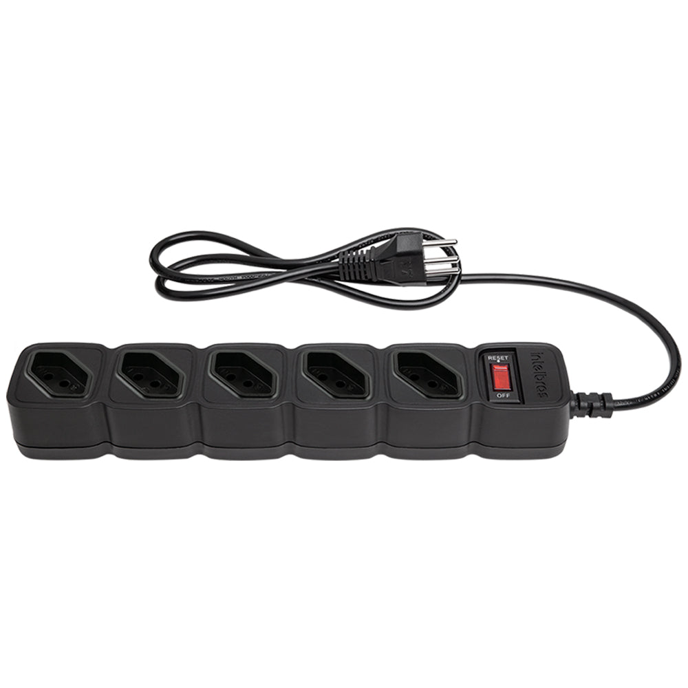 Protetor Filtro de Linha Intelbras EPE 205+, 5 Tomadas, Bivolt, Cabo 3 Metros, Preto