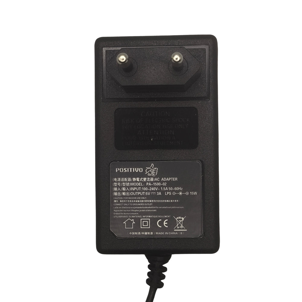 Fonte Compatível Notebook Positivo, 5V, 3A, STILO ONE XC3550, PN: 1500-02, Plug Preto 3.0mm x 1.0mm