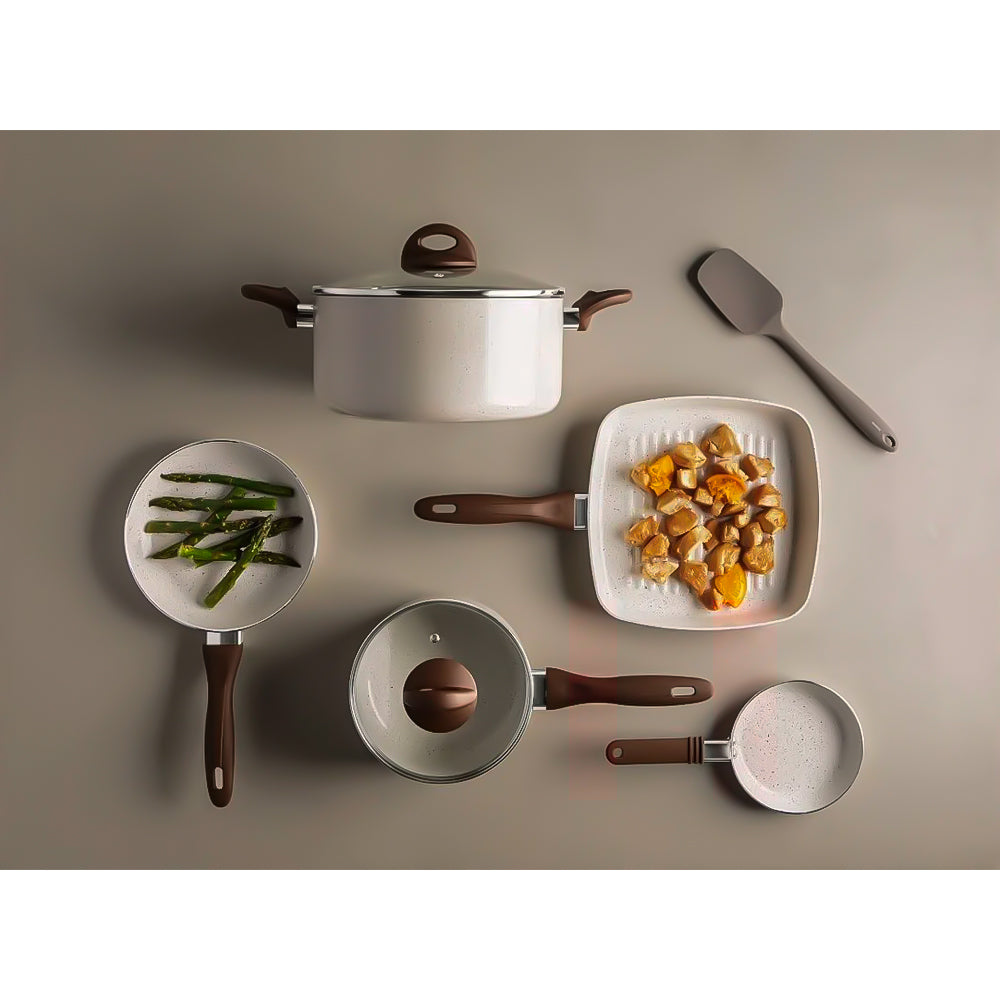 Conjunto de Panelas Brinox, Ceramic Life Smart Plus, Vanilla Com 8 Peças