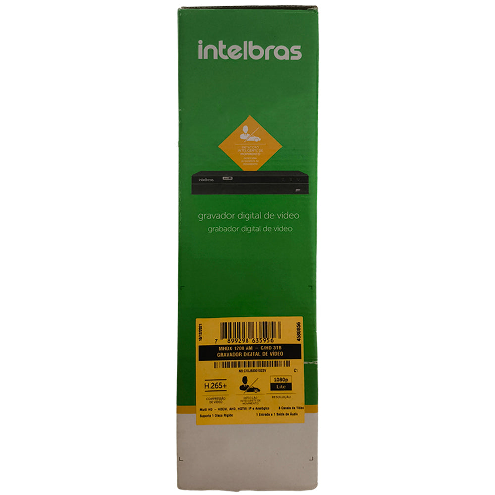 DVR Intelbras MHDX 1208 FHD, 8 Canais, Gravador Digital de Vídeo, Com HD de 3TB