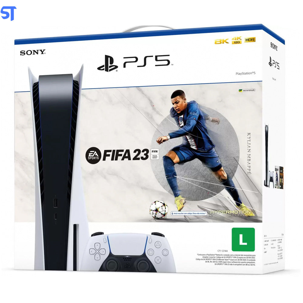 Console Playstation 5 + FIFA 23, 825GB, White, Com 1 Controle, PS5, CFI-1114A01X