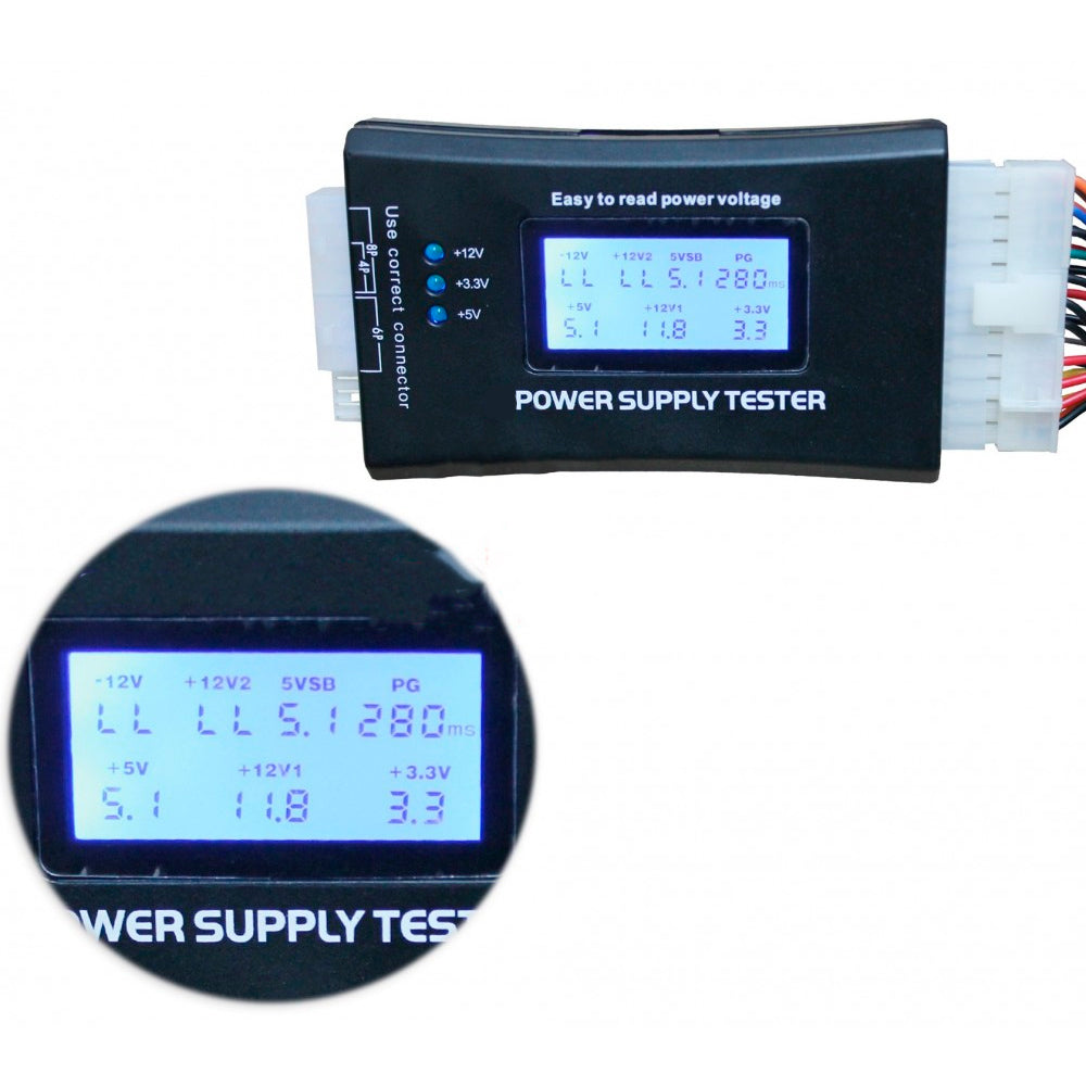 Testador De Fonte de Alimentação IV, Com Tela LCD, 20/24 Pinos ATX, SATA, HDD