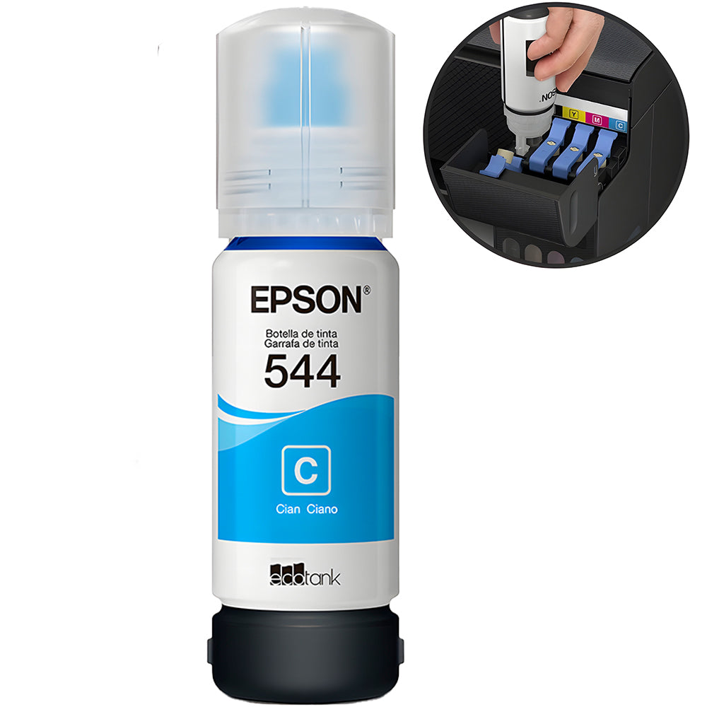 Refil de Tinta Epson Cyan 544-T544220 Original Para L3110/L3150 Rende 7.500 Paginas (Fora da Caixa)