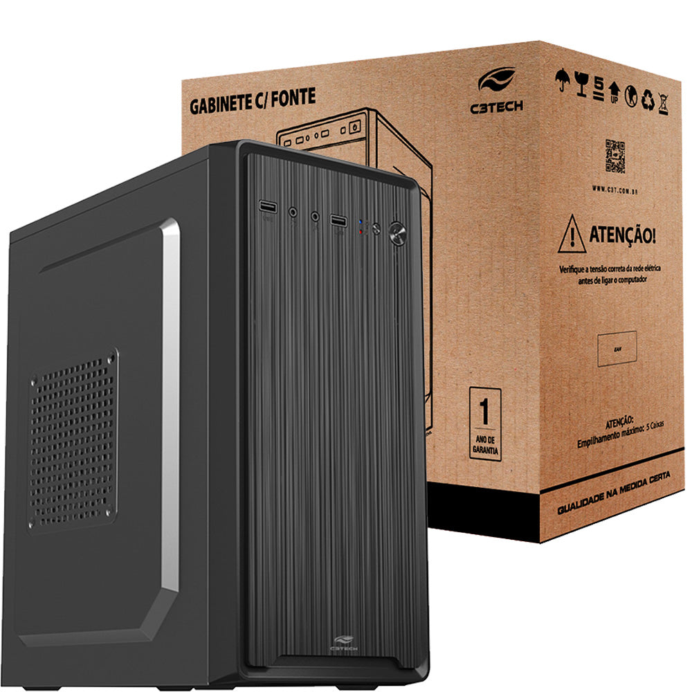 Gabinete Micro ATX MT-33BK Com Fonte 200W C3Tech