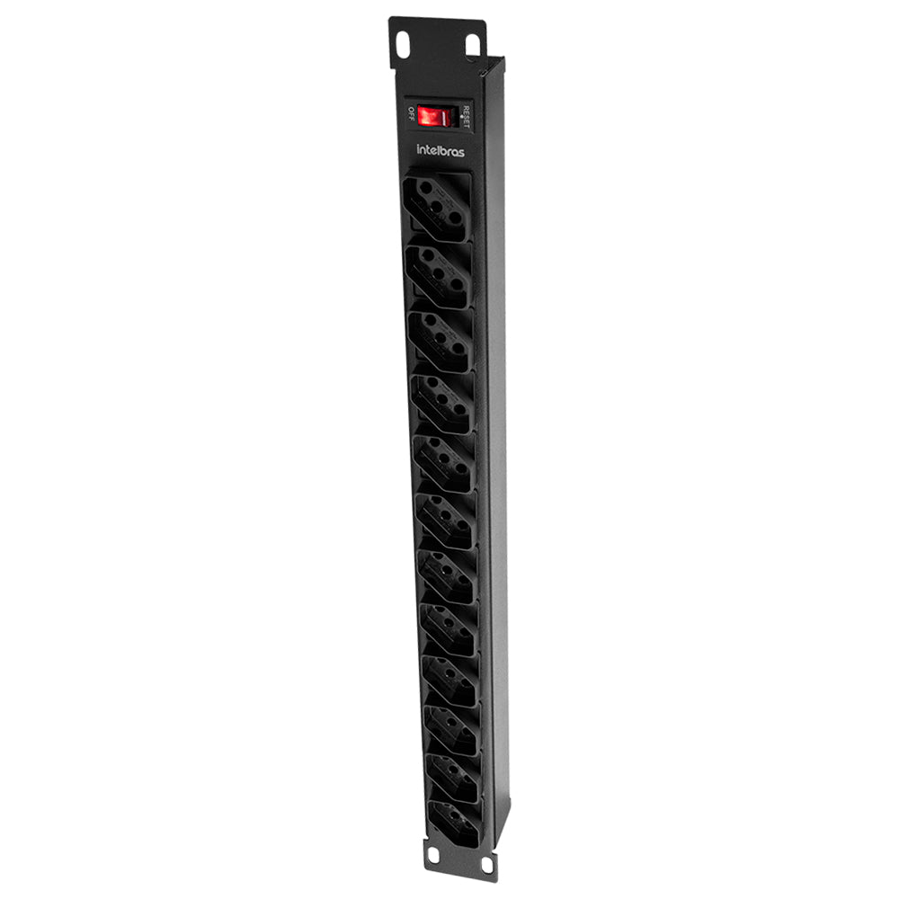 Régua 19 Protetor Eletrônico 12 Tomadas EPR 212+ Intelbras, Filtro de Linha para Rack, 3m, Proteção Surtos e Sobrecarga