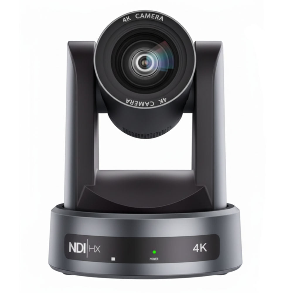 Câmera de Conferência PTZ 4K NDI Rastreamento Automático com IA, Zoom 20X, SDI, HDMI, IP, USB, POE - Cinza