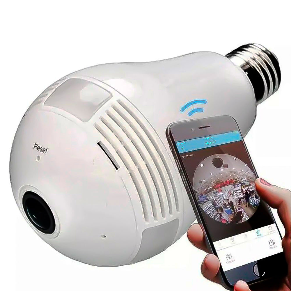 Camera de Segurança IP Lâmpada Espiã 360° V380 V380 Pro Panorâmica Com Infravermelho - VRCAM