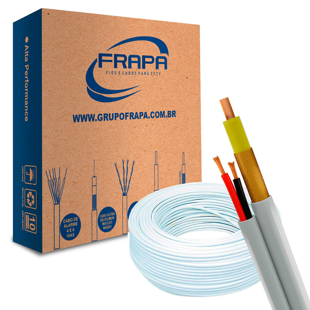 Cabo Coaxial 4mm 80% Blindado Bipolar Externo Com 100 Metros Frapa - Branco