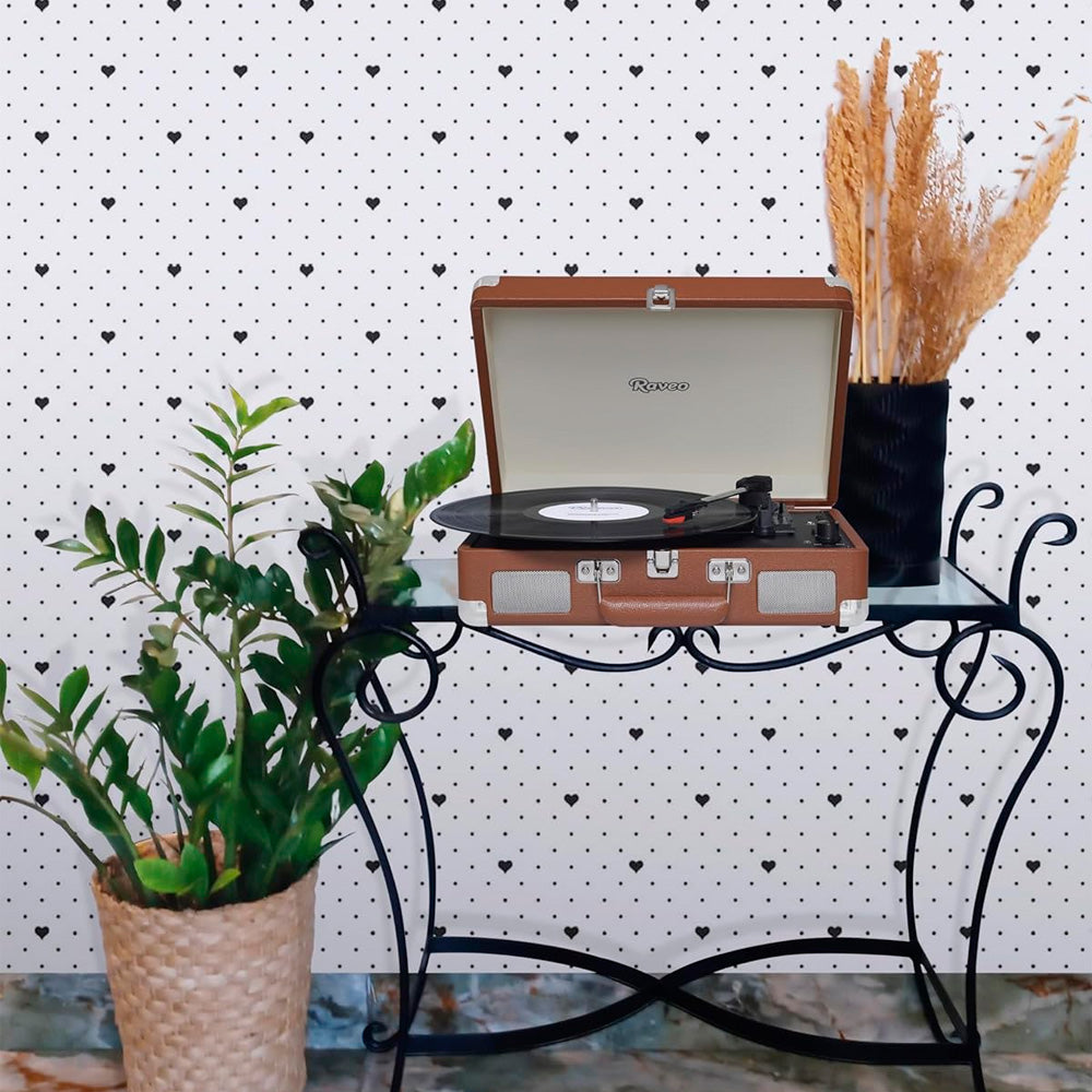 Toca Discos Vitrola Retrô HI FI Raveo Sonetto Chrome, Vinyl, Bluetooth, USB, Aux, Marrom - 26401