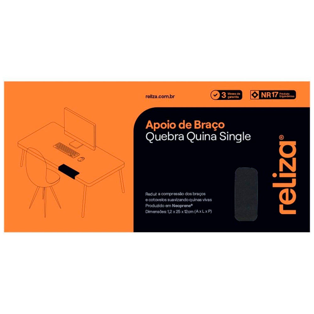 Descanso Ergonômico Quebra-Quina, Reliza Confort Single, Apoio Anatômico - Preto
