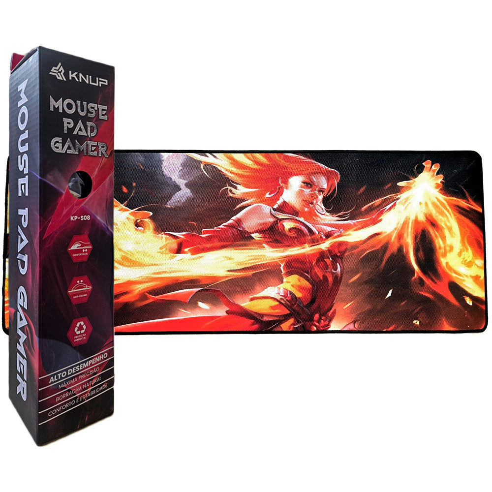 Mouse Pad Gamer Grande KNUP, 800x300mm, Superficíe Antiderrapante e Bordas Costuradas - KP-S08