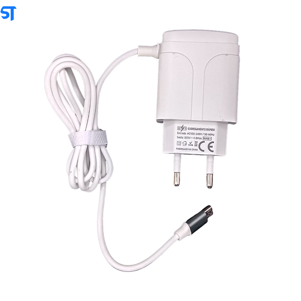 Carregador Rápido V8 Com Duas Portas USB 4.8A de Alta Potência Inova Branco - KV-G5190S