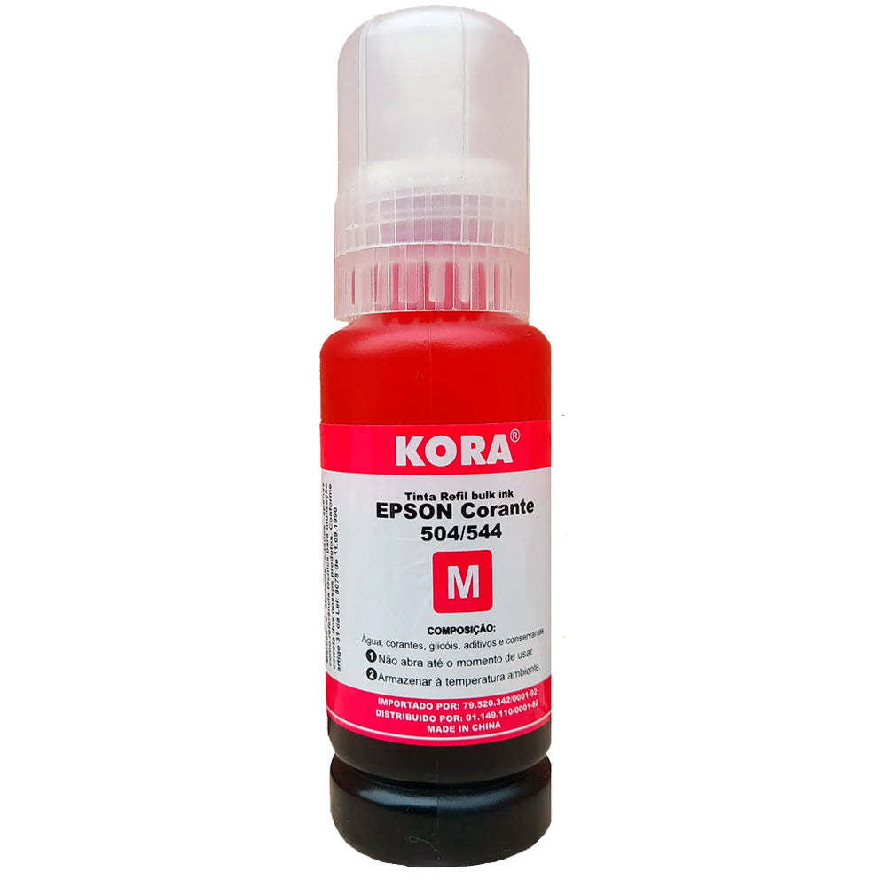 Refil de Tinta Epson Corante 504/544 Magenta 70ML Masterprint Para Ecotank L4150 / L4160 / L4260 / L6171 / L6161