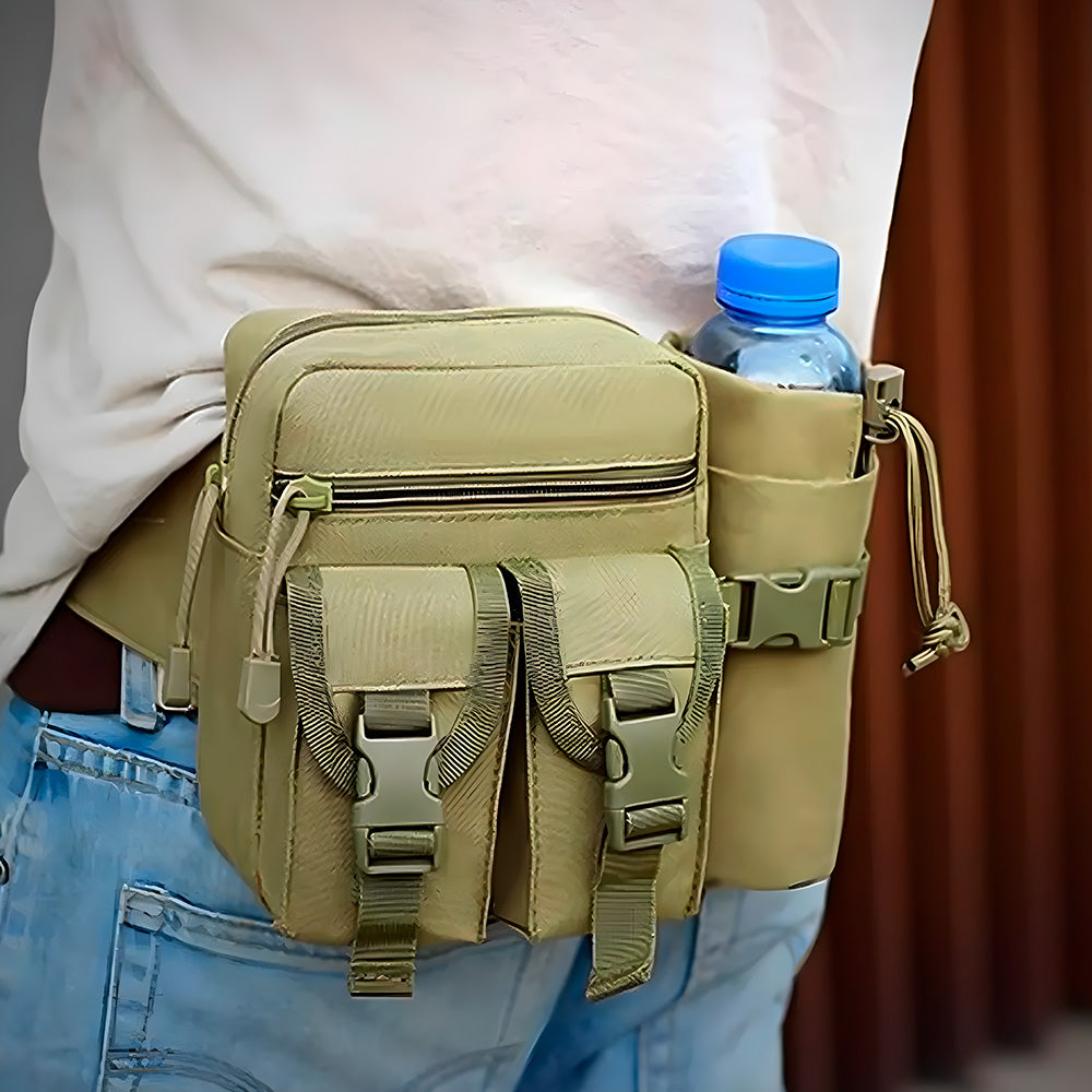 Bolsa de Cintura, Masculina, Pochete Militar, Para Viagens, Com Suporte Para Garrafa De Água, Nylon, Verde
