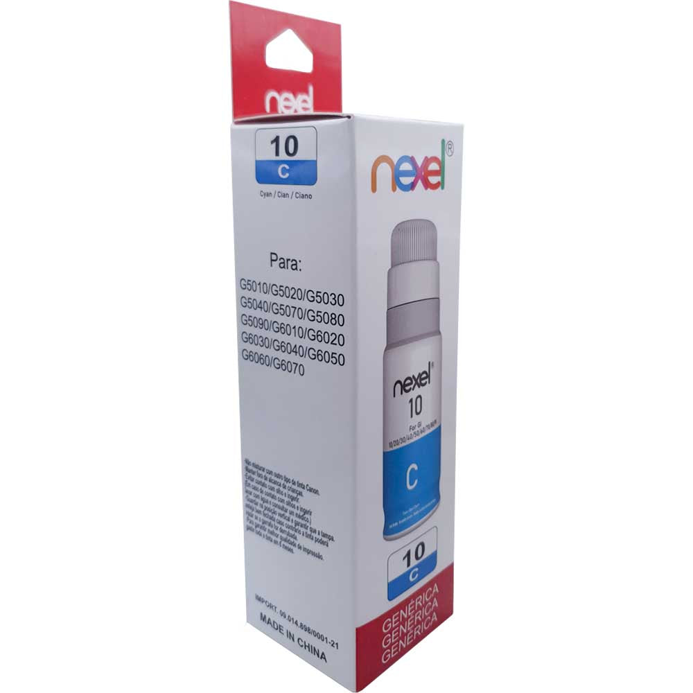 Refil De Tinta Compativel Canon Nexel Ciano C10 G5010/ G5070/ G6050/ G6060 70Ml