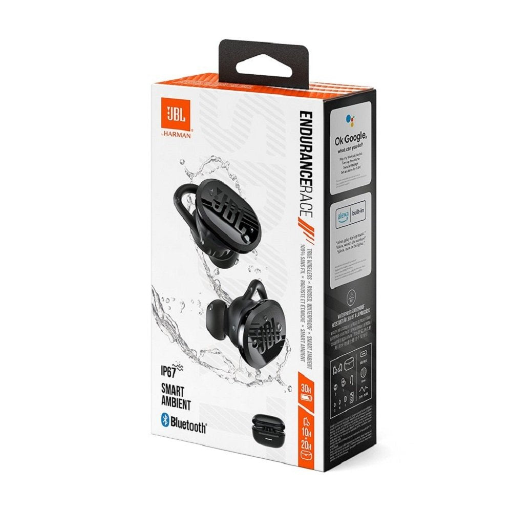 Fone Sem Fio JBL Endurance Race TWS Bluetooth 30h Smart Ambient Preto