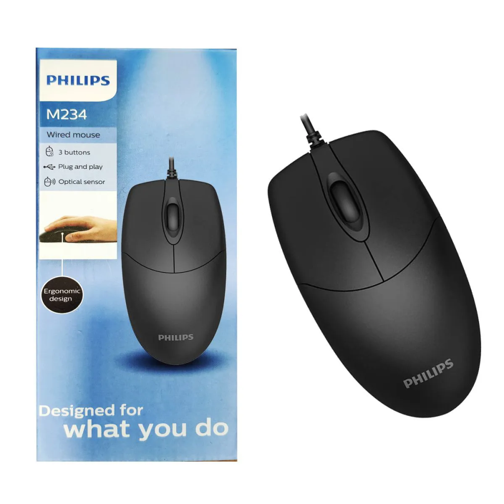 Mouse Philips Com Fio Usb M234 Sensor Óptico Plug And Play Spk7234