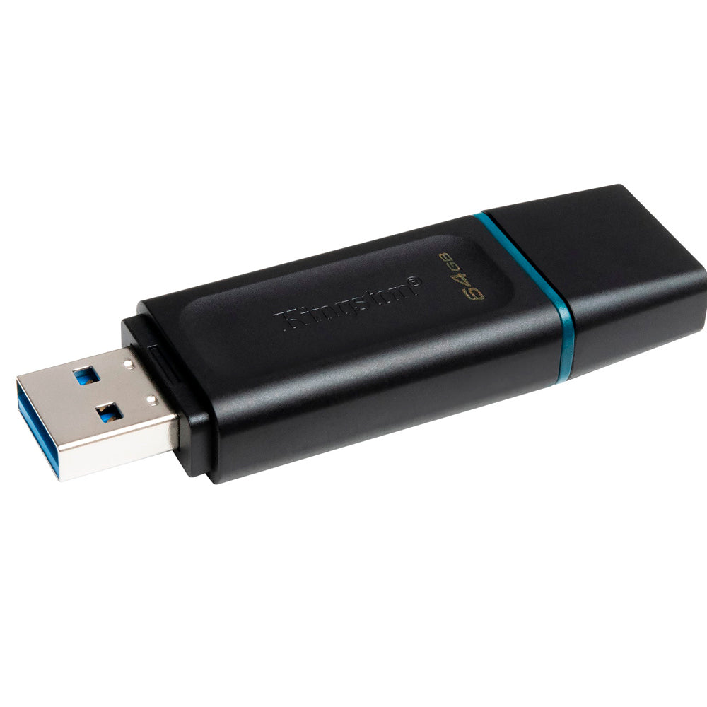 Pen Drive Kingston DataTraveler Exodia 64GB USB 3.2 Gen1, Preto/Teal, Tampa Protetora - DTX/64GB