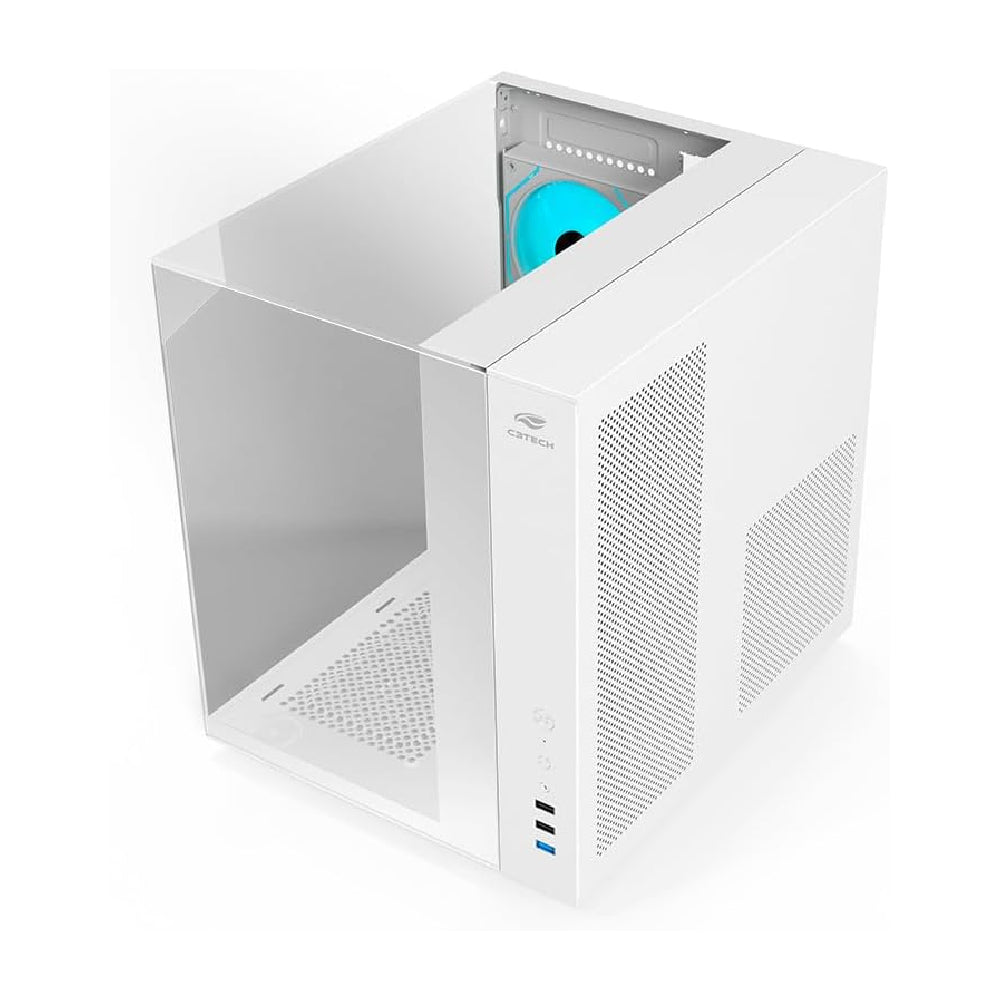Gabinete Gamer C3Tech Aquário MT‑G950WH, Vidro Temperado, USB 3.0, Mid Tower, Sem Fonte, Branco - Aquarius
