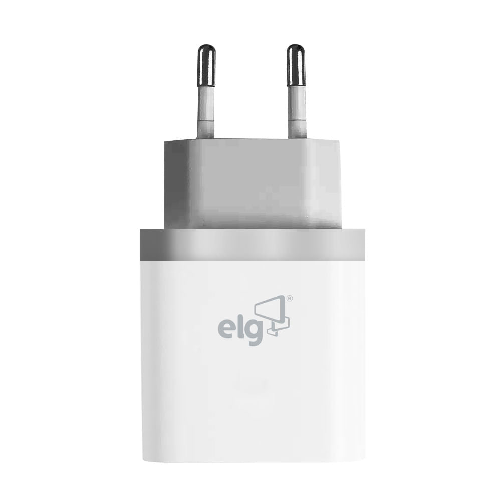 Carregador USB Universal, 3 Entradas USB 3.4A (2 x 1A + 1 x 2.4A), Bivolt, WC3S, Branco, ELG