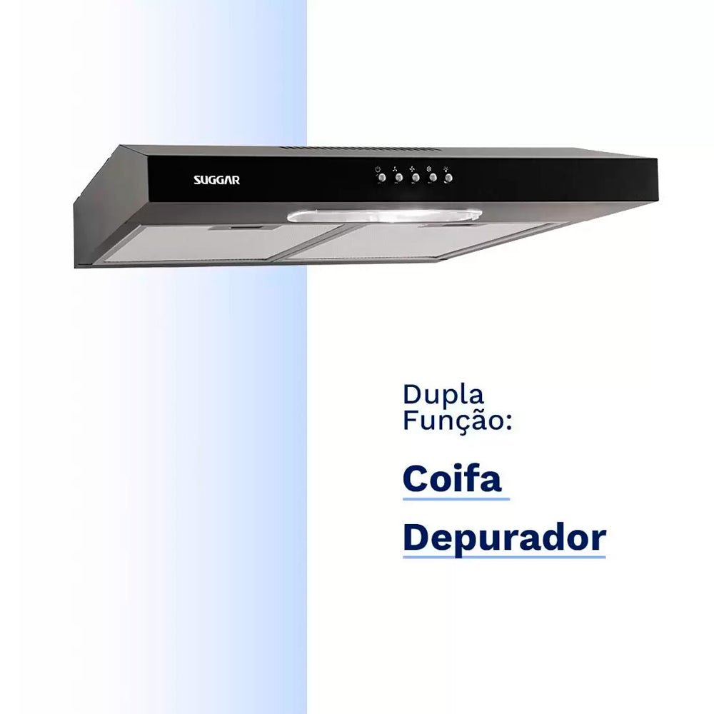 Depurador De Ar Slim Suggar 60cm Preto Dps162pt - 220 Volts