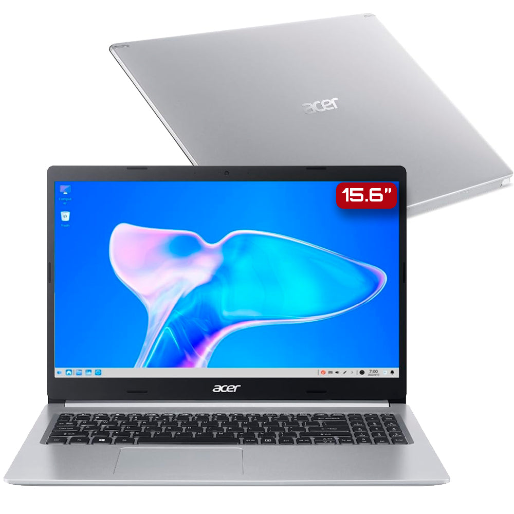 Notebook Acer Aspire5 A515-45-R36L AMD Ryzen 7 5700U 12GB RAM, Radeon, 512GB SSD, 15.6” LED IPS Full HD Prata Linux Gutt