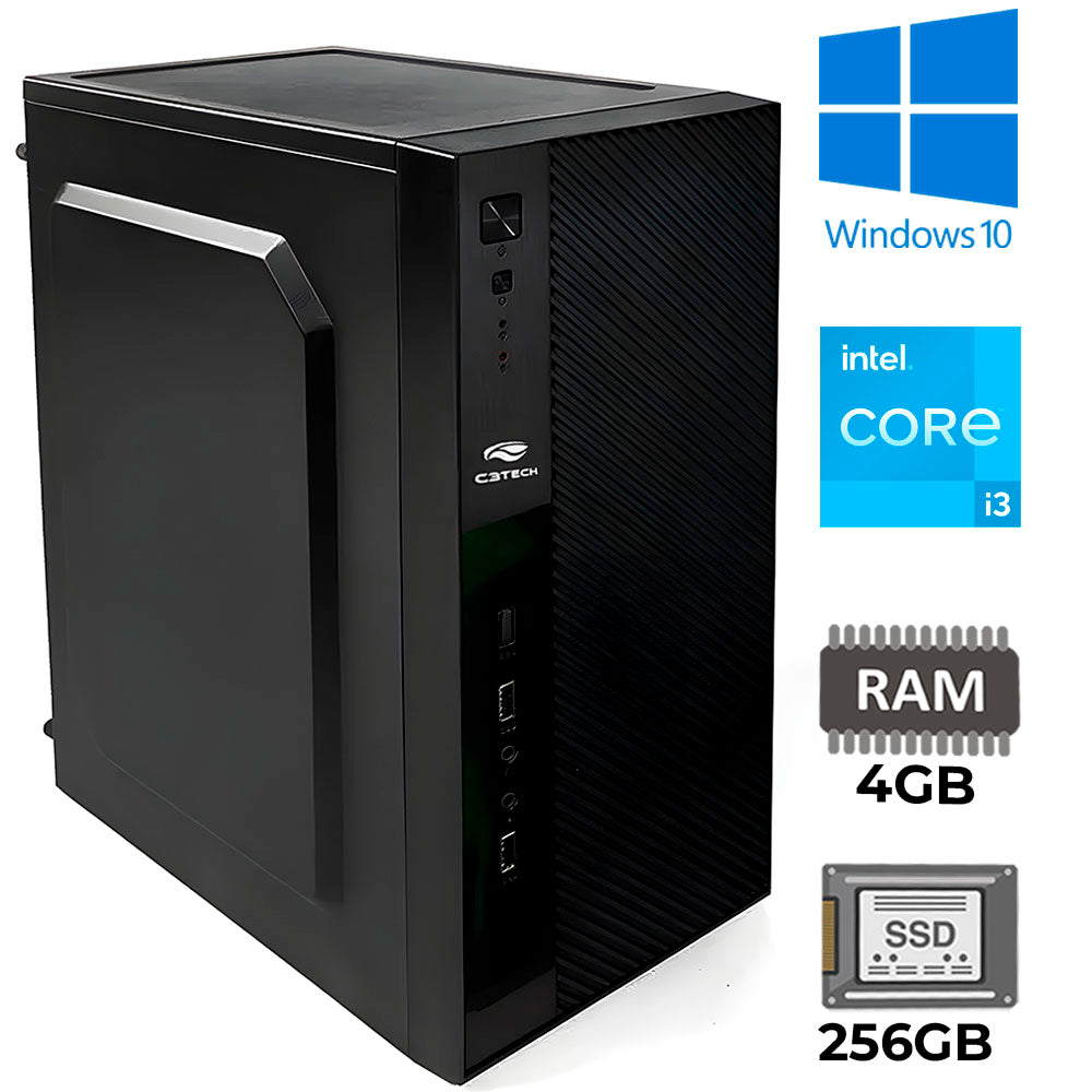 Computador Core I3, 6  Geração | SSD 256GB | RAM 4 Gb DDR4 - Windows 10 + Monitor AOC 18.5" + Teclado e Mouse