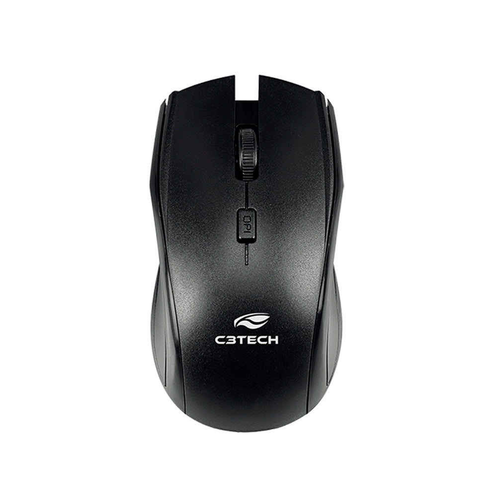 Kit Teclado e Mouse Sem Fio, K-W60BK, Multimídia, Teclado Membrana, Mouse 1.600 DPI, C3Tech, Preto