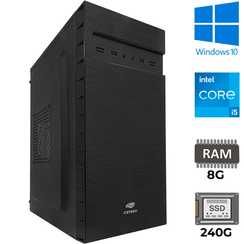 Computador Completo Core i5-3570, SSD 240GB, Memória Ram 8GB, Gab MT-32BK, Com Monitor 19 HDMI, Teclado e Mouse e MouseP