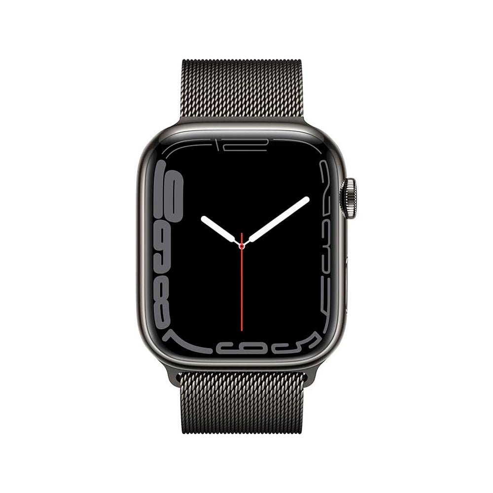 Smart Watch Apple Series 7 GPS + Cellular, Caixa em Aço inoxidável Grafite de 45mm, Com Pulseira Estilo Milanes, Grafite