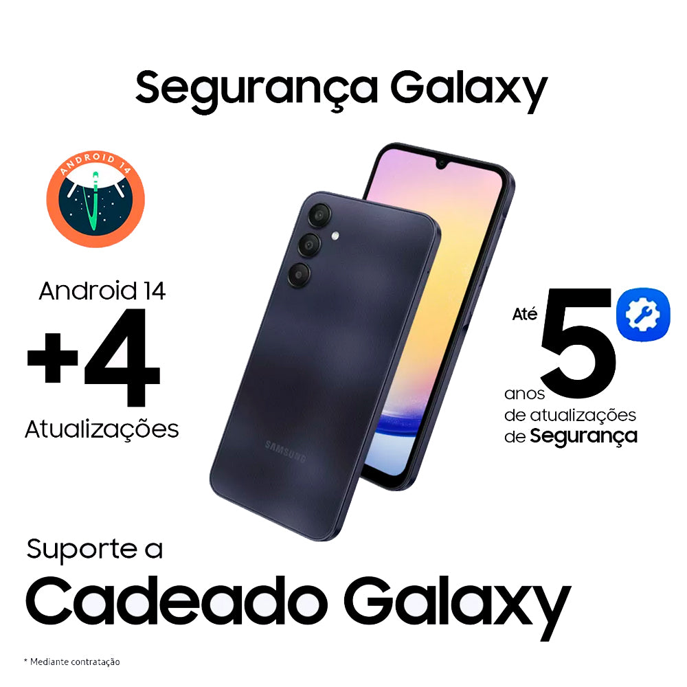 Smartphone Samsung Galaxy A25 RAM 6GB 128GB 5G, Dual SIM, Tela 6.5", Câmera Traseira 50+8+2MP Frontal 13MP - Azul Escuro