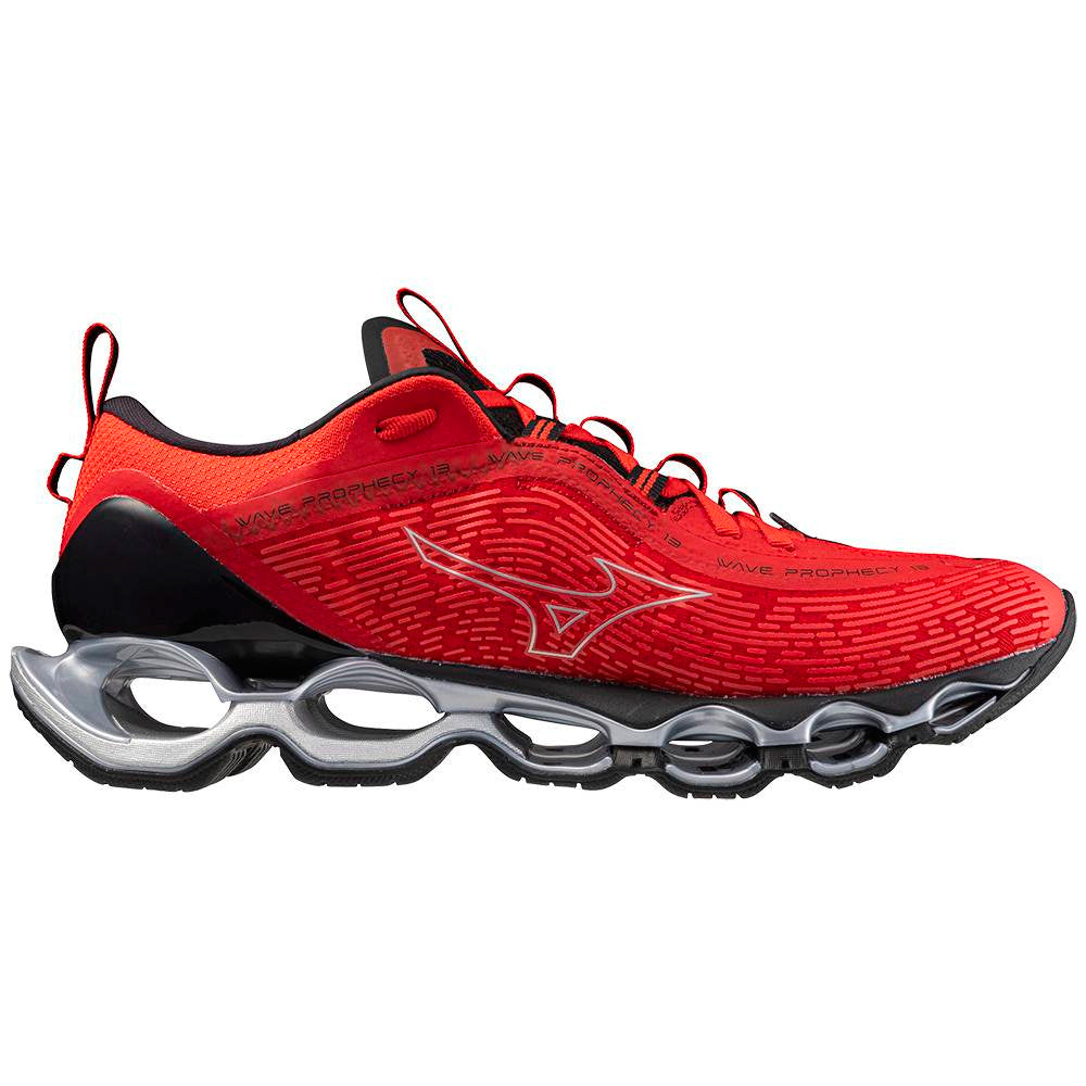 Tênis Mizuno Wave Prophecy 13 Masculino, Tamanho 42, Vermelho, Infinity Wave, U4ic, X10, Drop 10.5mm