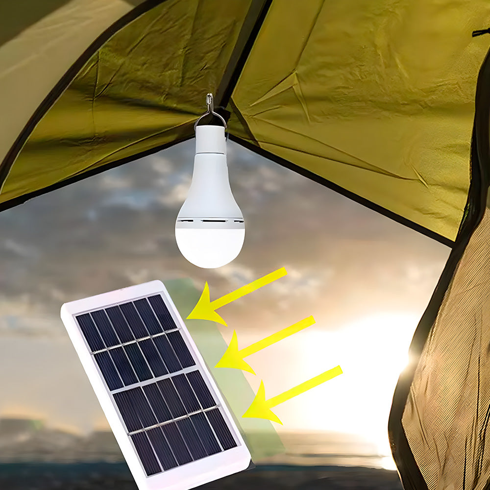 Lâmpada Bulbo LED, Externa de Emergência, Com Painel Solar, 7W, A Prova D'Água, Branco