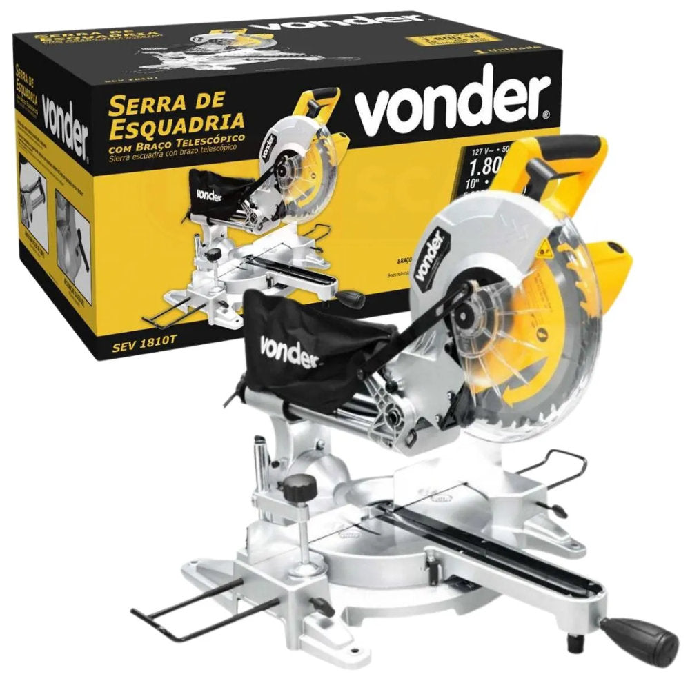 Serra de Esquadria Vonder 10", com Braço Telescópico, 1.800W, 127V, SEV 1810T