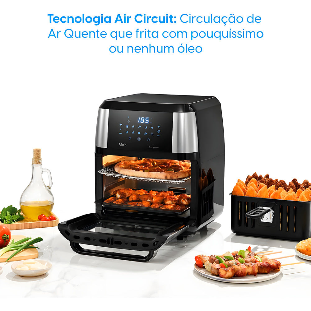 Fritadeira Eletrica Airfryer Elgin Oven Fry 4 Em 1 de 12Litros, 1800W 220V, Assa, Frita Sem Óleo, Desidrata e Reaquece