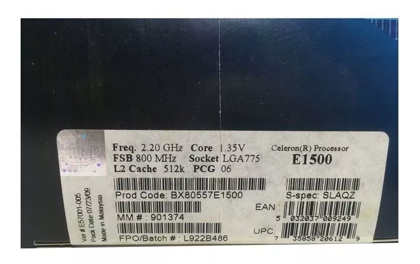 Processador Intel Celeron Dual Core E1500 1M Cache 2.20 GHz 800 MHz FSB