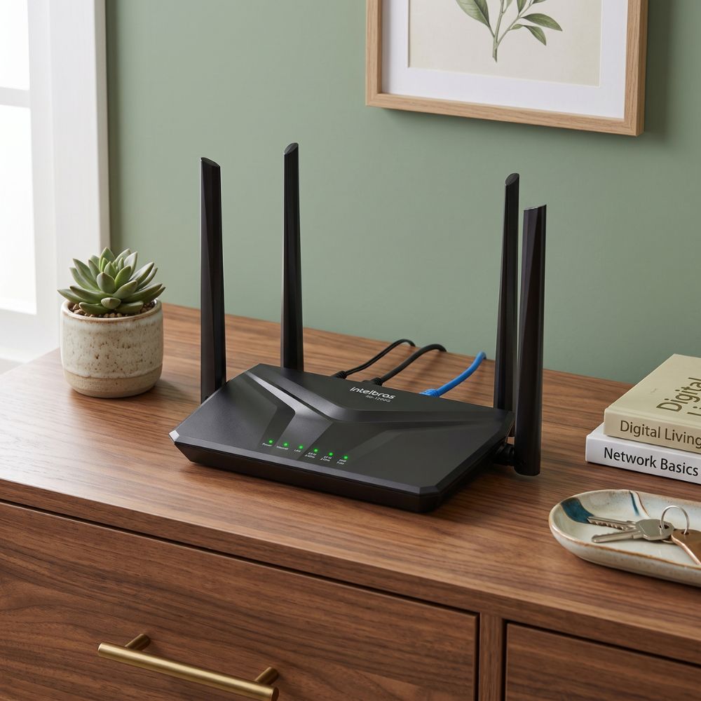 Roteador Wireless W5-1200GS Intelbras Wi-Fi 5 Dual Band Ac1200 Mesh Até 120m² 300 Mbps em 2,4 GHz e 867 Mbps em 5 GHz