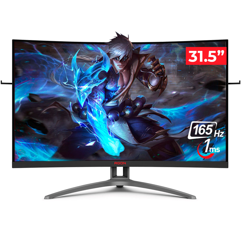 Monitor Gamer AOC Agon 31.5' LED, Curvo, 165 Hz Full HD 1ms FreeSync Premium HDMI/DisplayPort, RGB Light FX - AG323FCXE