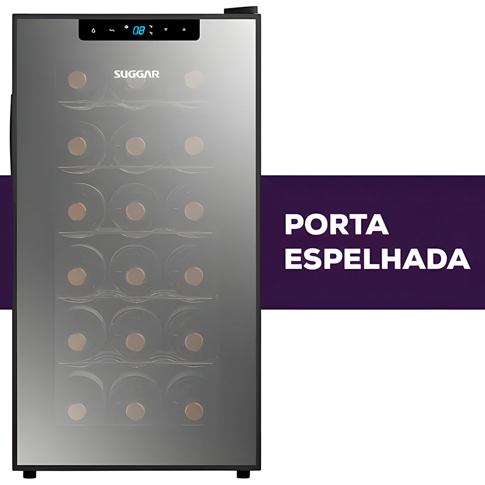 Adega Climatizada Suggar 18 Garrafas Touch Preta 220V AD1812PT