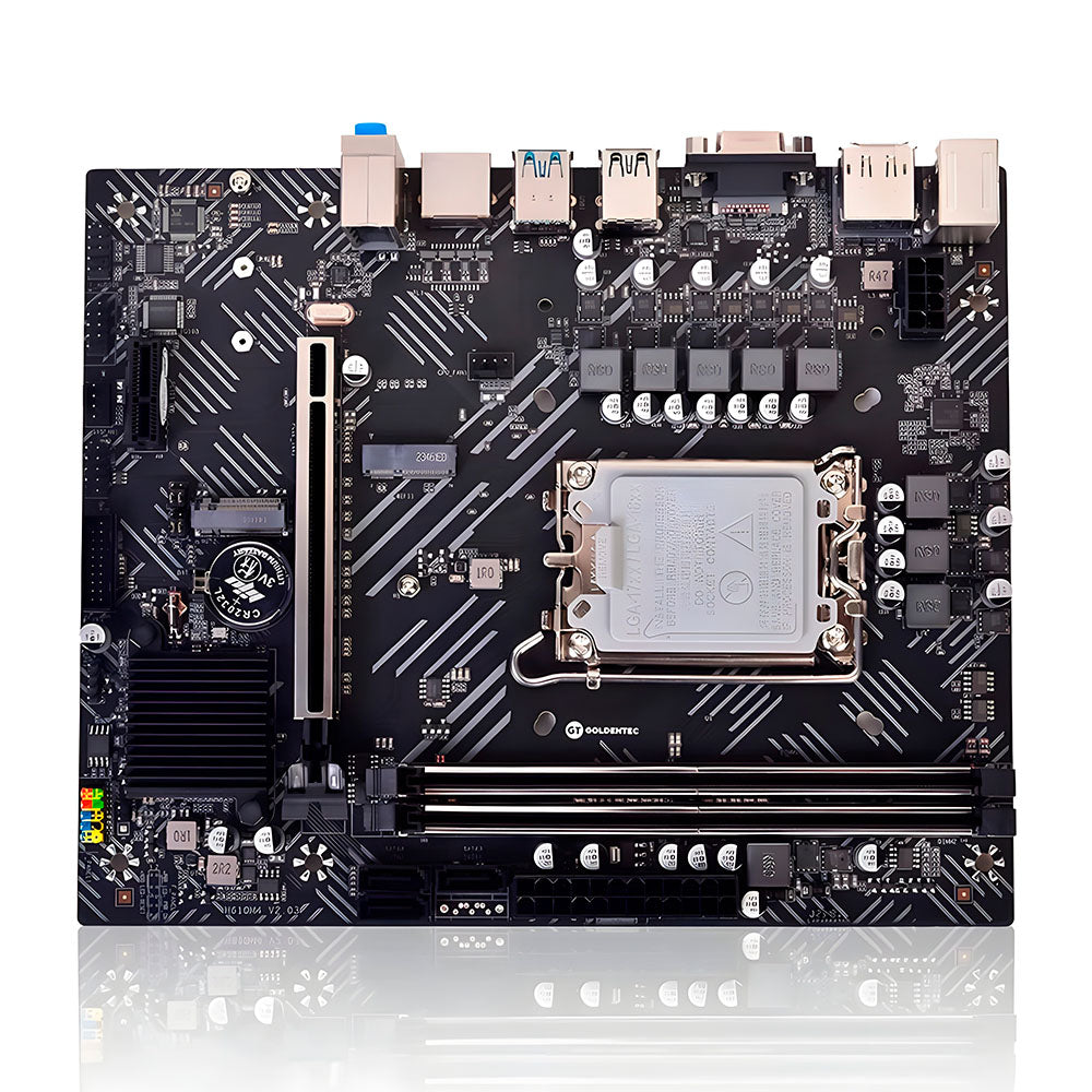 Placa Mãe Soquete 1700 H610 DDR4, Com Slot Para SSD M.2, PCI Express, DisplayPort e Rede Gigabit, Goldentec - GT-H610-M2