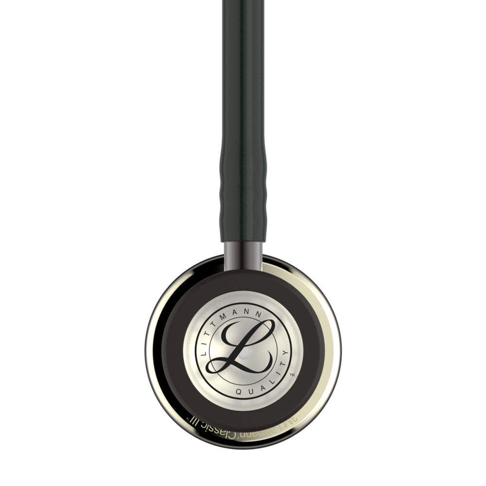 Estetoscópio 3M Littmann Classic III Preto com Champanhe Espelhado e Conector Preto - 5861
