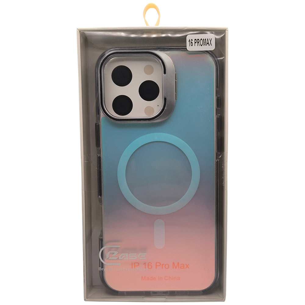 Capa Holográfica, Com Suporte Para Carregamento Magnético, Para iPhone 16 Pro Max